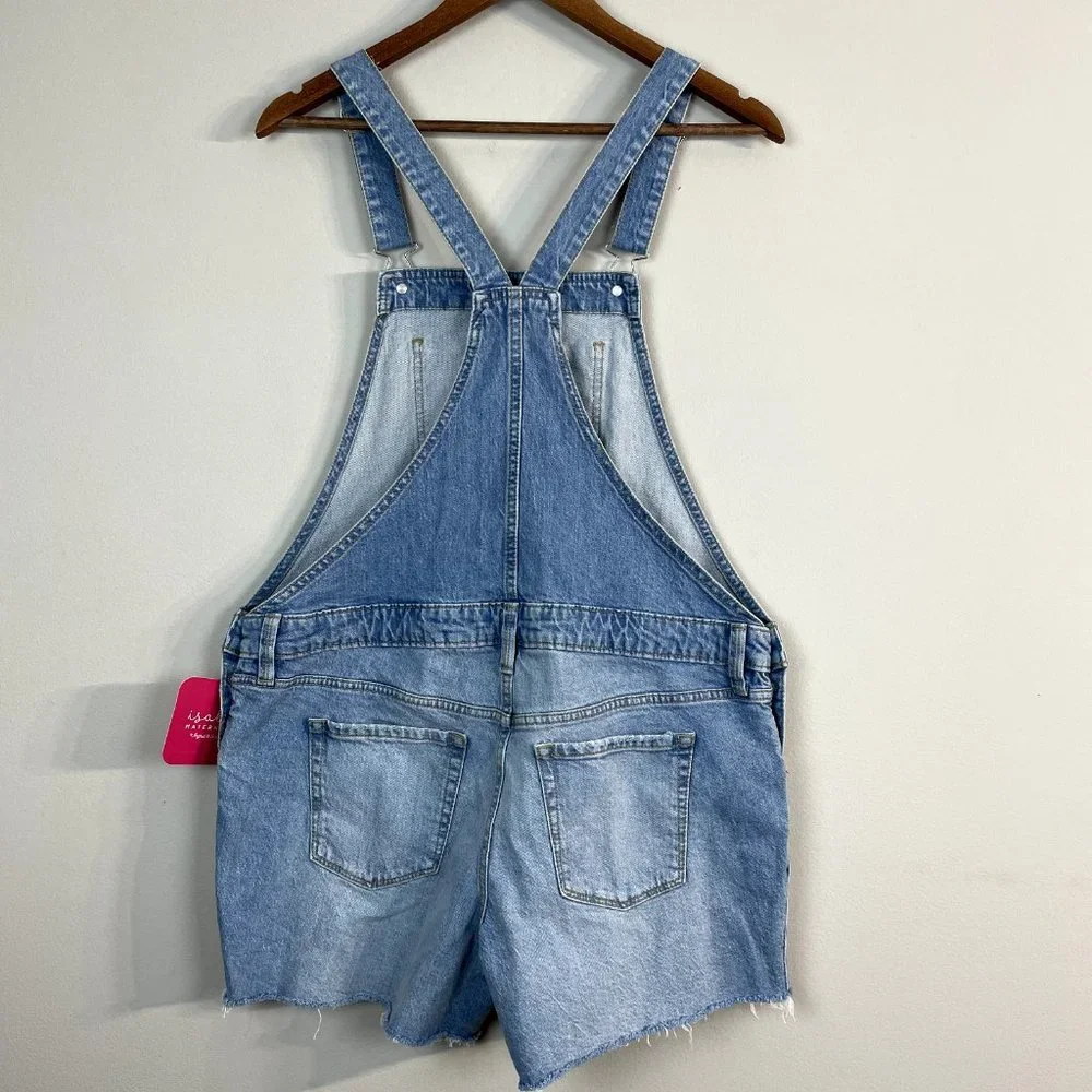 Blue Denim Short Overalls - Women's Casual Bib Shorts